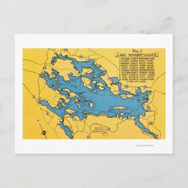 Roadmap of the Lake and Highways Postcard (Front)