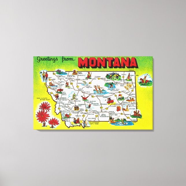 Roadmap of the State, Greetings From Canvas Print (Front)