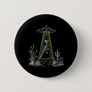 Roadrunner And Ufo Alien Abduction Desert Science 6 Cm Round Badge