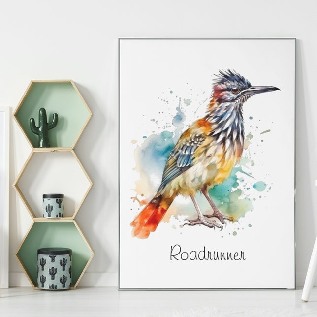 Roadrunner in vibrant watercolor cusomizable poster (Creator Uploaded)