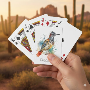 Roadrunner in vibrant watercolor playing cards