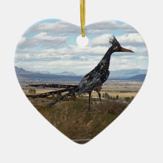 Roadrunner statue ceramic tree decoration (Front)