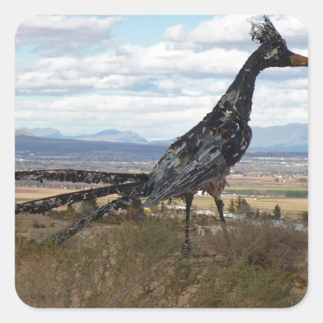 Roadrunner statue square sticker (Front)