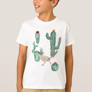 Roadrunner with cacti cactus desert bird art T-Shirt