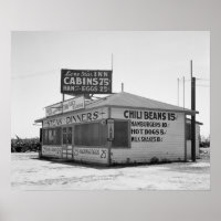 Roadside Diner, 1939. Vintage Photo