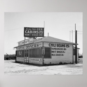 Roadside Diner, 1939. Vintage Photo Poster