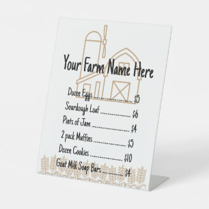 Roadside Farmstand Product List and Menu Template Pedestal Sign