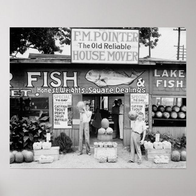 Roadside Market, 1936. Vintage Photo Poster (Front)