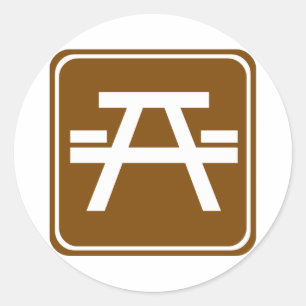 Roadside Table Highway Sign Classic Round Sticker
