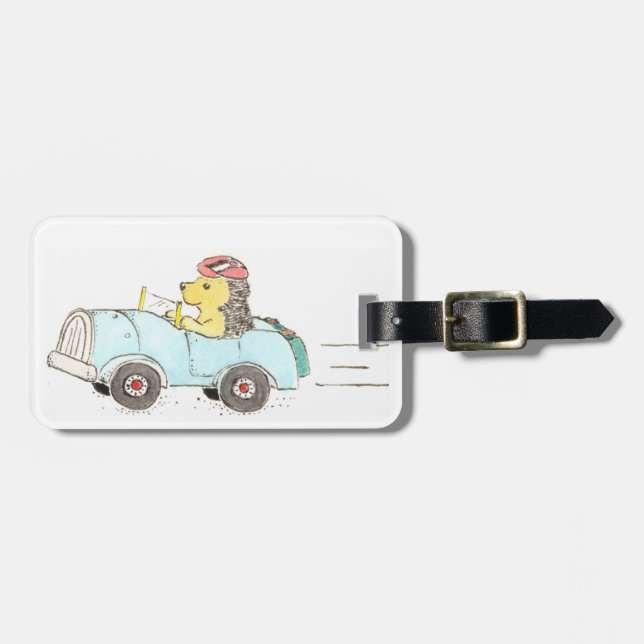 Roadster Hedgehog Luggage Tag (Front Horizontal)