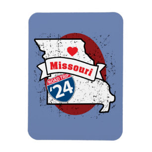 Roadtrip '24 Missouri - (blue / marroon) magnet