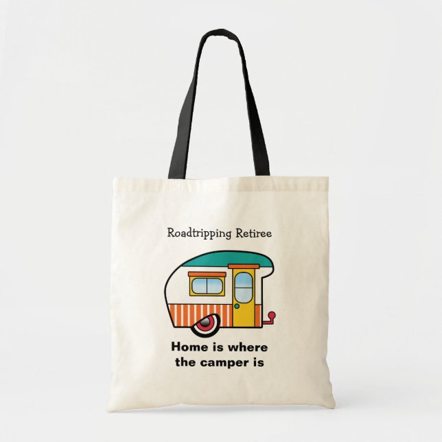 Roadtripping Retiree Cute Travel Camper Tote Bag (Front)