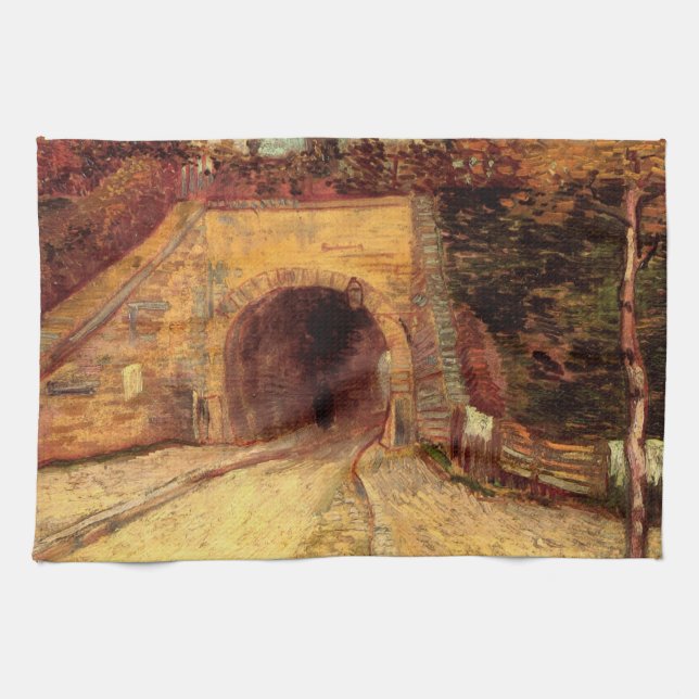 Roadway with Underpass Viaduct by Vincent van Gogh Tea Towel (Horizontal)
