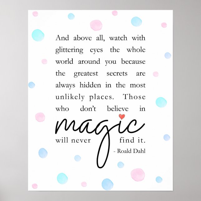 Roald Dahl Quote Poster (Front)