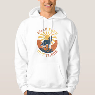 Roam Free Out There – Vintage Desert Wolf Graphic Hoodie