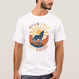 Roam Free Out There – Vintage Desert Wolf Graphic T-Shirt