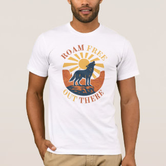 Roam Free Out There – Vintage Desert Wolf Graphic T-Shirt