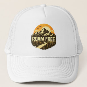 Roam Free Vintage Mountain Adventure Outdoor Trucker Hat