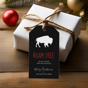 Roam Free White Buffalo Black & White Plaid ID602 Gift Tags