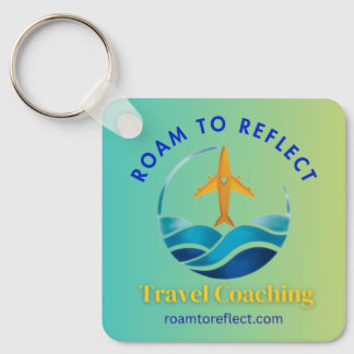 Roam to Reflect keychain blue and yellow