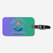 Roam to Reflect luggage tag purple and green