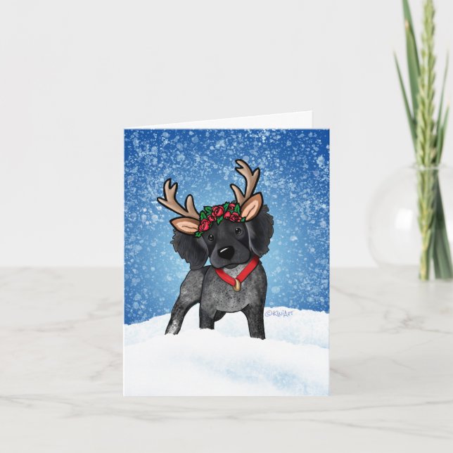 Roan Brittany Reindeer Holiday Card (Front)