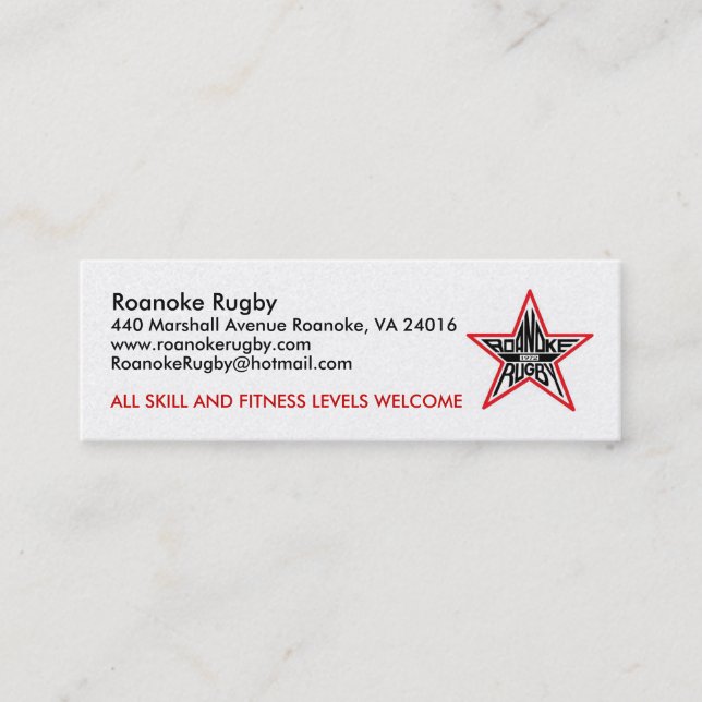 ROANOKE RUGBY BUSNESS CARD (Front)