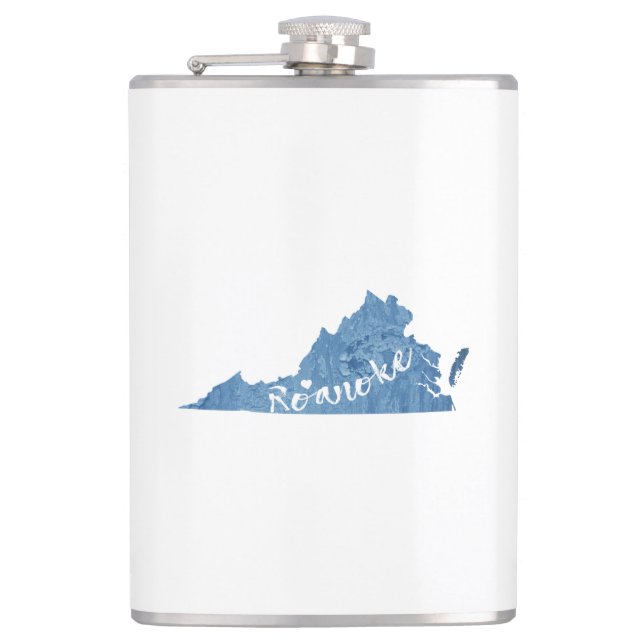 Roanoke Virginia Wood Grain Hip Flask (Front)