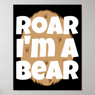 Roar A Bear Halloween Party Gly Funny Animal Poster