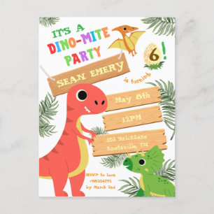 Roar Colour: Stunning Dinosaur Birthday Invitation Postcard