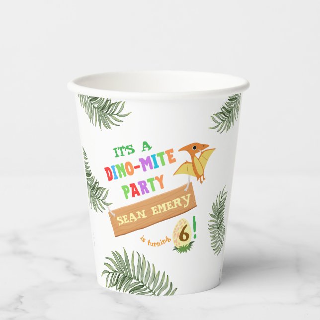 Roar Colour: Stunning Dinosaur Birthday Paper Cups (Front)