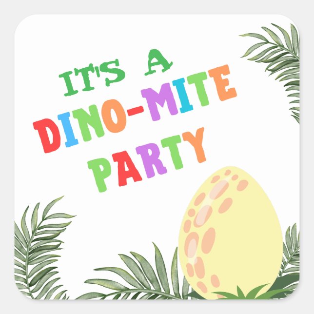 Roar Colour: Stunning Dinosaur Birthday Square Sticker (Front)