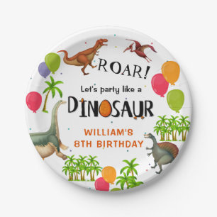 Roar Dinosaur balloon Jungle Party Birthday Paper Plate