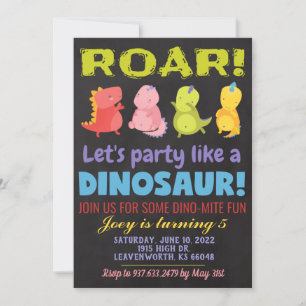 Roar Dinosaur Birthday Invitation