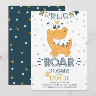 ROAR Dinosaur Birthday Invitation