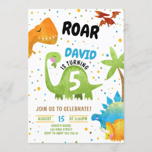 Roar Dinosaur Birthday Invitations Boy