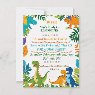 Roar Dinosaur Birthday Party Invitation