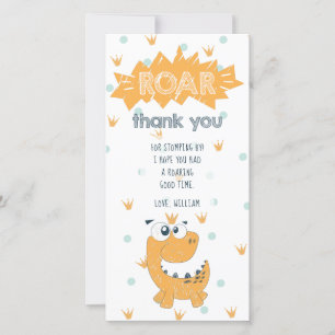 Roar Dinosaur Birthday Thank You Card