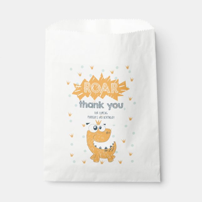 ROAR Dinosaur Birthday Thank you Favour Bags (Front)
