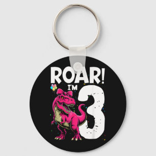 Roar Dinosaur Im 3 Year Old Birthday Girl Back to Key Ring