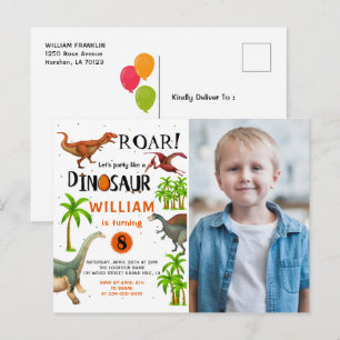Roar Dinosaur Jungle Birthday Photo Invitation Postcard