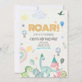 Roar dinosaure birthday invitation