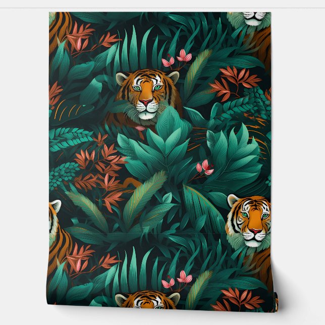 Roar & Explore Rainforest Botanical Wallpaper (Unrolling)