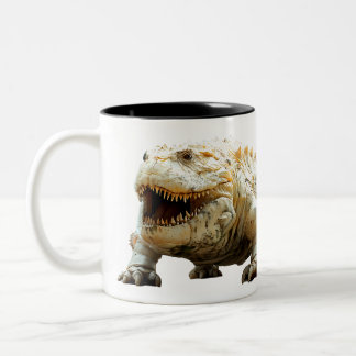 🦖☕️ Roar for Coffee! Two-Tone Coffee Mug