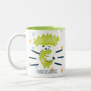 ROAR Green Dinosaur Personalised Two-Tone Coffee Mug