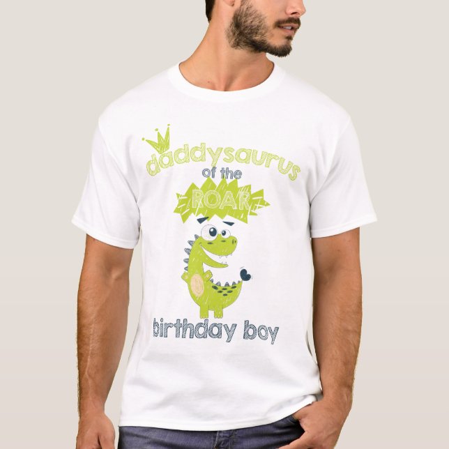 ROAR Green Personalised Dinosaur Birthday Dad T-Shirt (Front)