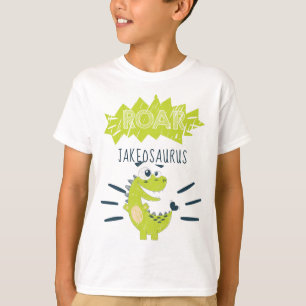 ROAR Green Personalised Dinosaur Birthday T-Shirt