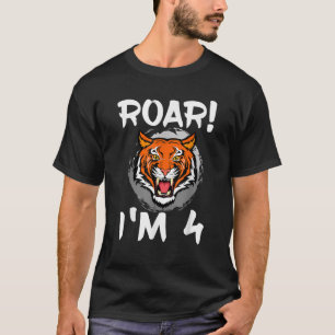 Roar I m 4 Tiger Animal Themed Birthday Party Cele T-Shirt