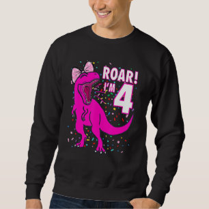 Roar I'm 4 Four Year Old Dinosaur Birthday 4th Din Sweatshirt
