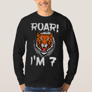 Roar I'm 7 Tiger Animal Themed Birthday Party Cele T-Shirt